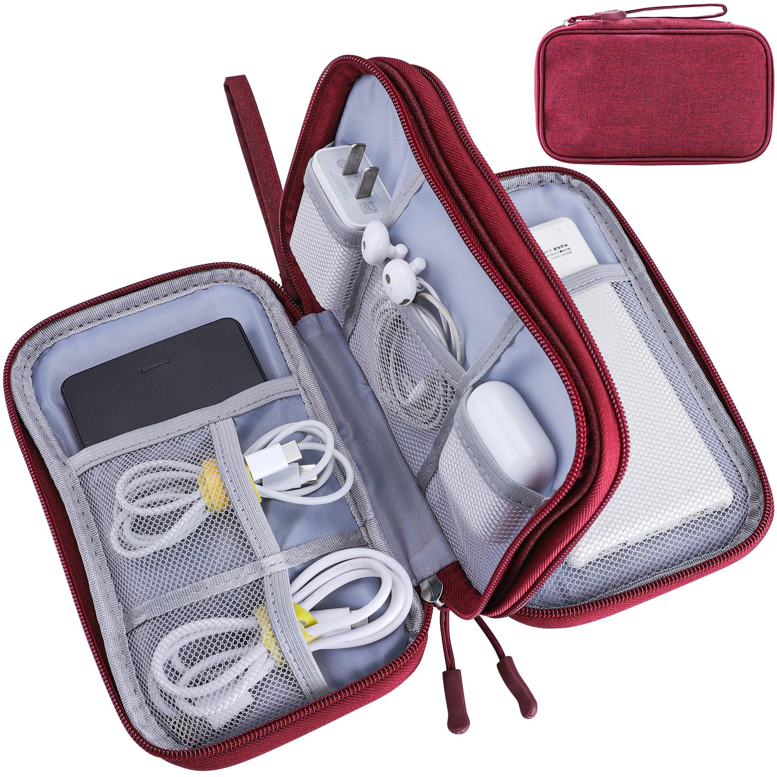 Teskyer Reisorganisatortas, elektronica reisorganisator, waterdicht, kabelorganizer, reisaccessoires, reisaccessoires, reisbenodigdheden voor dames en heren, 9,6 x 6,9 inch, donkergrijs