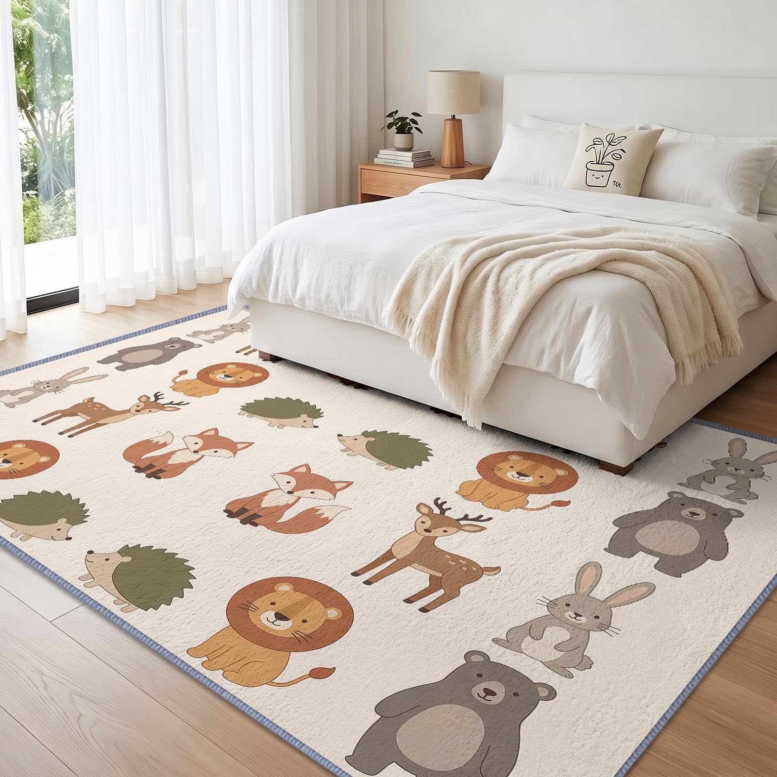 Enfants Ludique Animalier Tapis de Salon à Poils Courts 140 x 200 cm