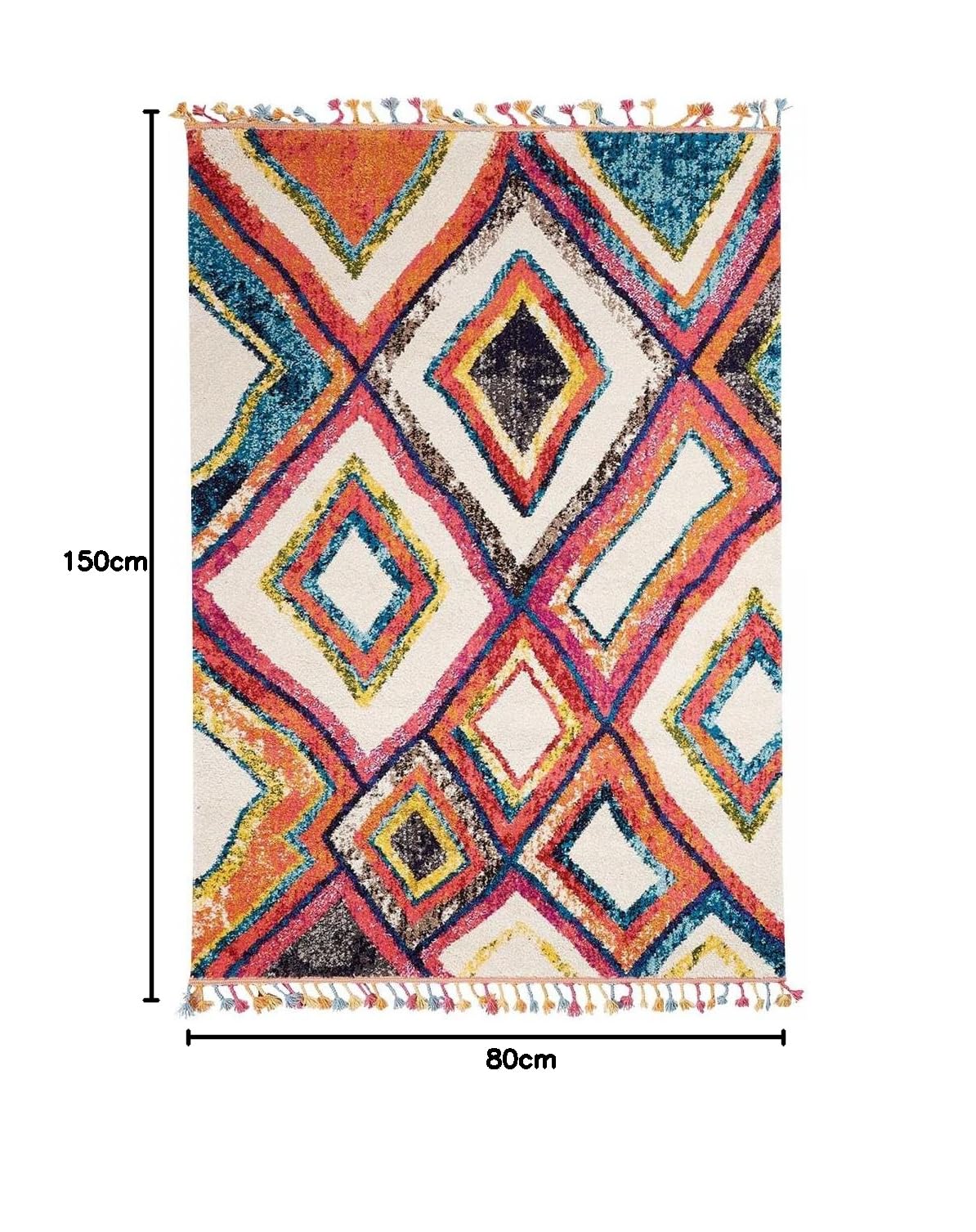 Jadorel Tapis berbère Style 80x150 OURIKA MK 01 Multicolore Oeko TEX® Exclusivité idéal pour la Chambre
