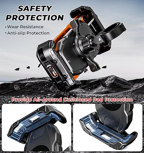 Miniatura 2 de Soporte de teléfono para motocicleta bloqueo seguro bloqueo y liberación de 1s, soporte para teléfono celular de motocicleta, abrazadera de manillar