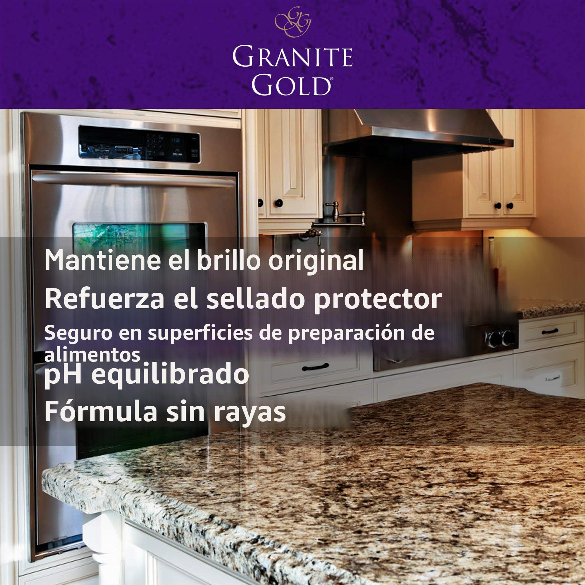 Granite Gold Spray de Pulido sin Rayas para encimeras de Granito, Cuarzo, mármol, travertino, Piedra Natural, 710 ml