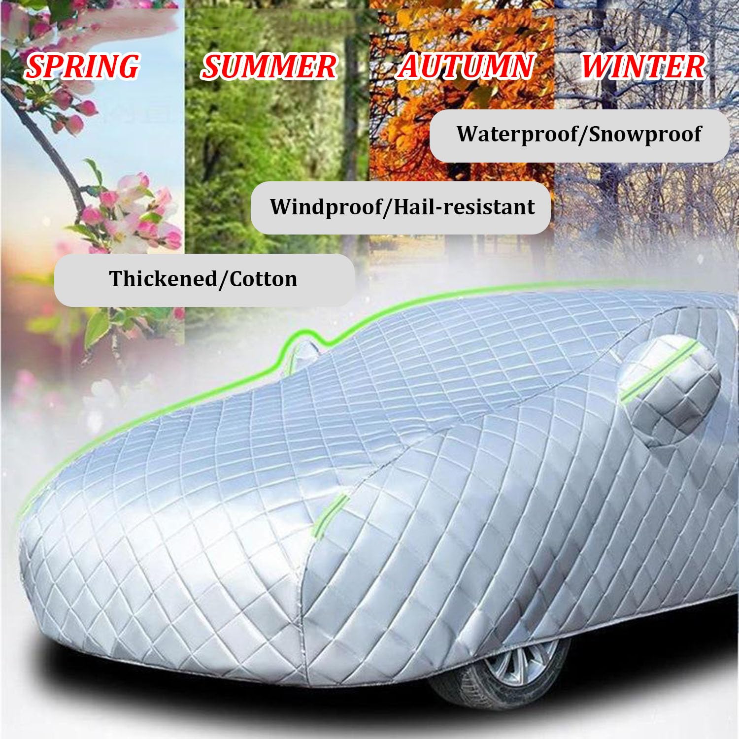 Épaisse Bache Anti Grele Voiturepour Hy ndai Kona SUV Housse de Voiture Anti-Grêle avec Bandes Réfléchissantes,Protection Totale Contre Les Intempéries,Personnalisable