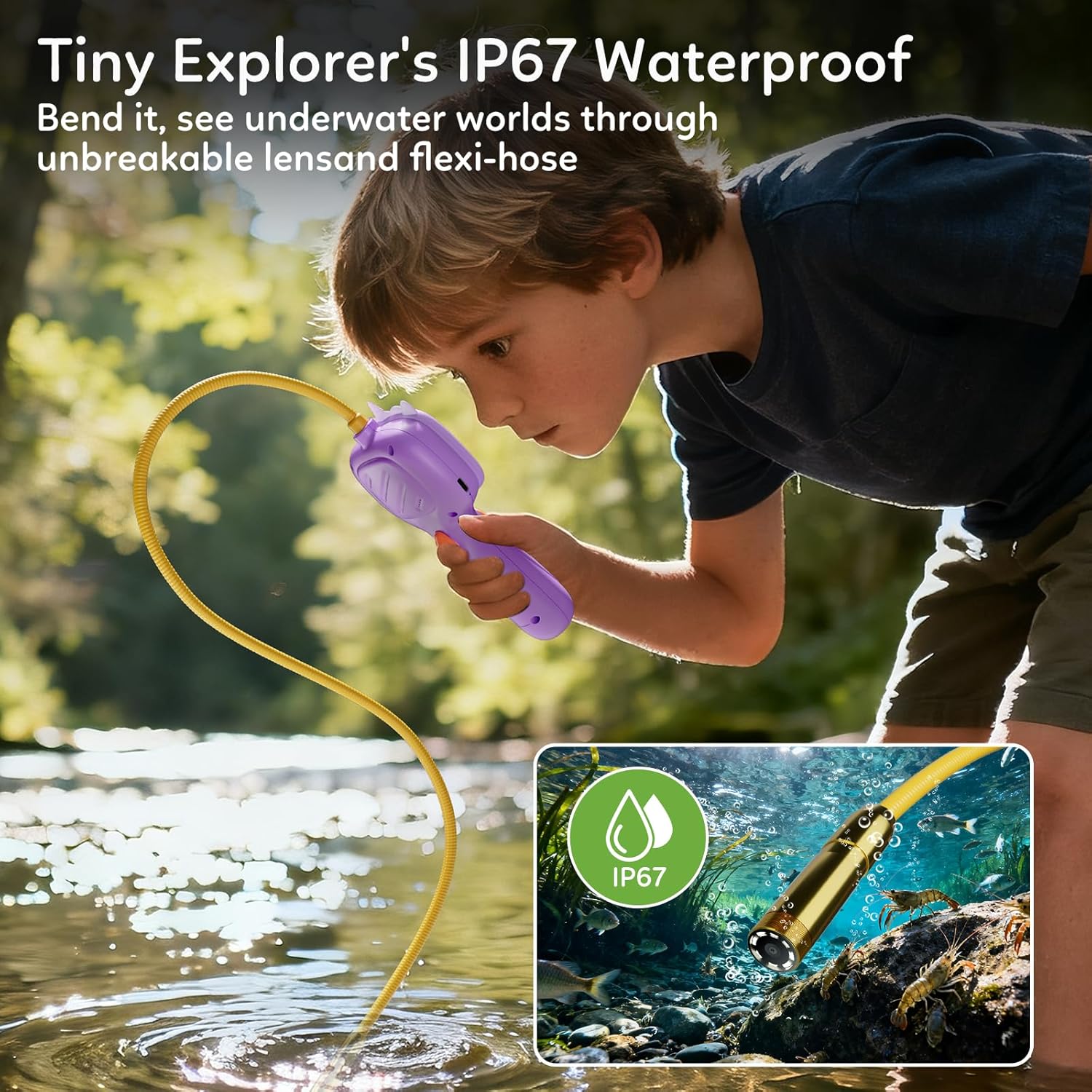Kids Borescope Toys Camera with Light for 4-10 Years Old Boys Girls Birthday Gift Type-C Rechargeable STEM Science Educational Toy Snake Scope Camera for Outdoor Camping Nature Exploration