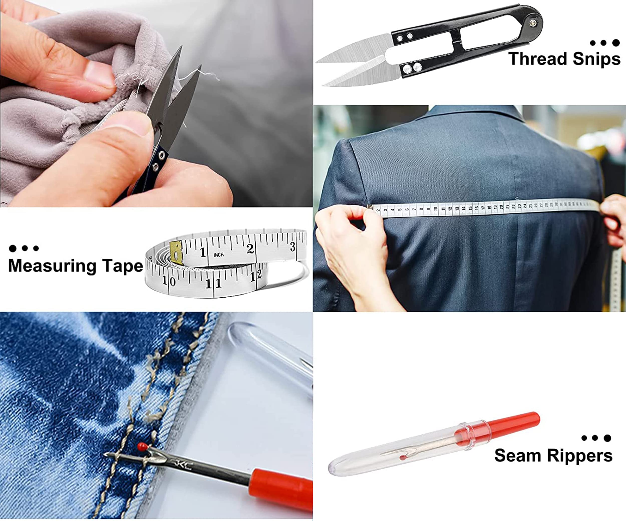 ikis Zigzag Scissors With Thread Cutter Measuring Tape And Seam Ripper, Grey 2