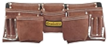 Graintex 11 Pocket Professional Suede Leather Tool Belt, Tool Bag Coffee Brown Color, 2” Webbing Belt, 2 Hammer Holders, Construction Tools, Carpenter Tools, Roofing Tools, Drywall Tools - DS2966