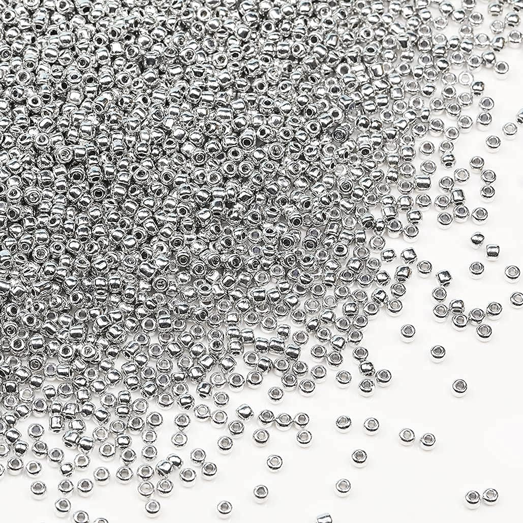 Bala&Fillic Opaque Silver Color 3mm Seed Beads About 3600pcs/100Grams in Bag, 8/0 Glass Craft Beads for Making Bracelet and Necklace (Silver) - Image 2