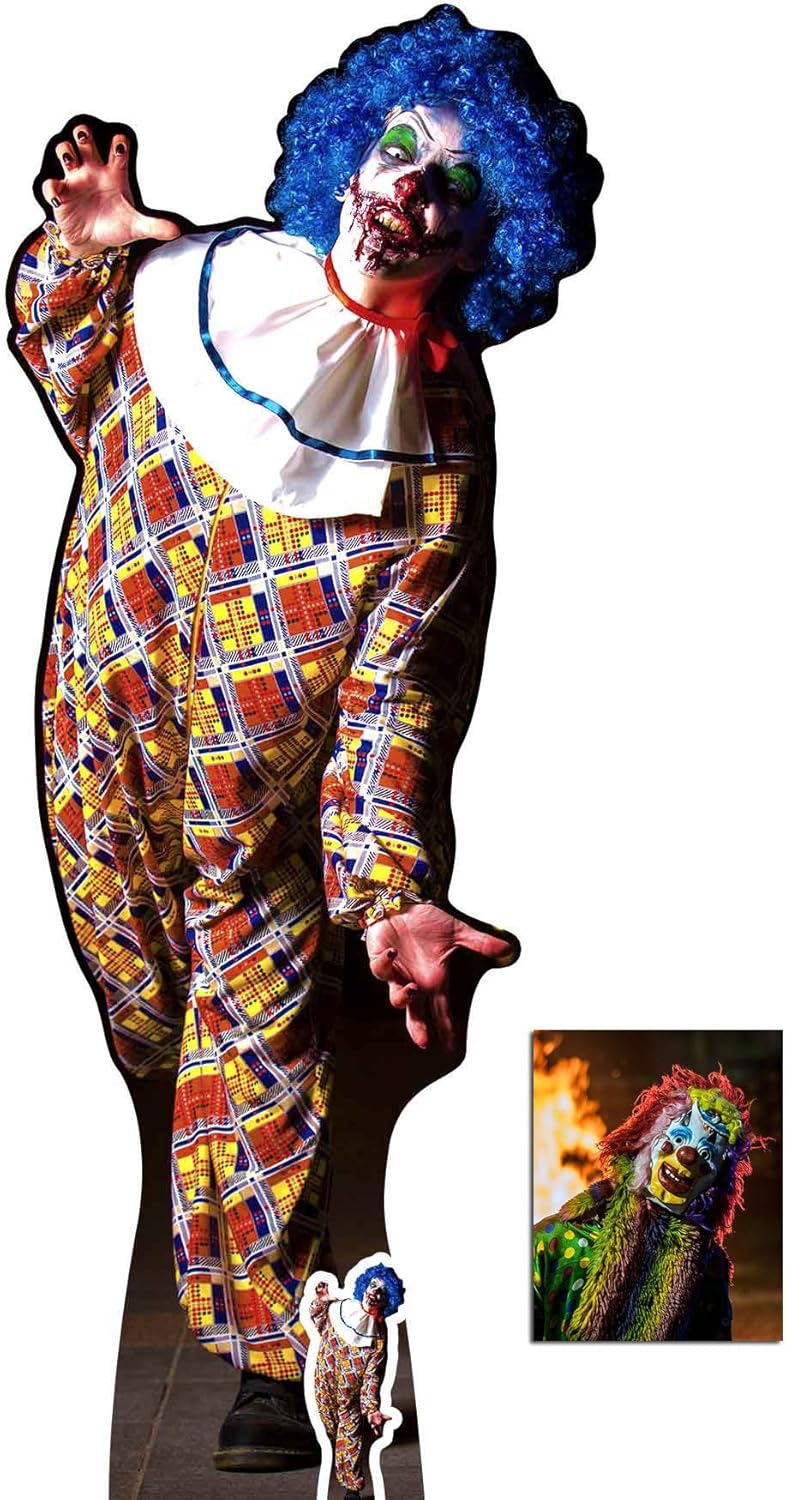 Fan Pack - Scary Male Killer Clown Halloween Lifesize Cardboard Cutout/Standup - Includes 8x10 Star Photo