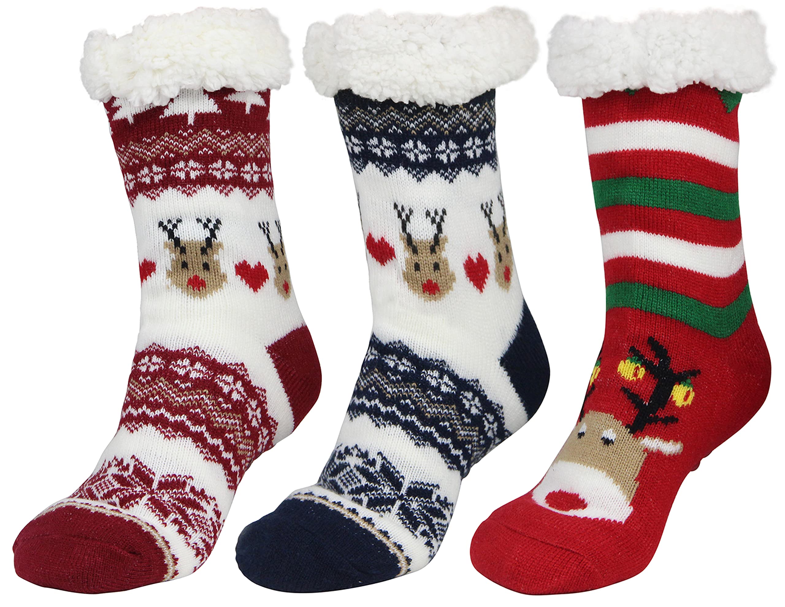 Slipper Socks for Women with Gripper Thick Fuzzy Christmas Gift