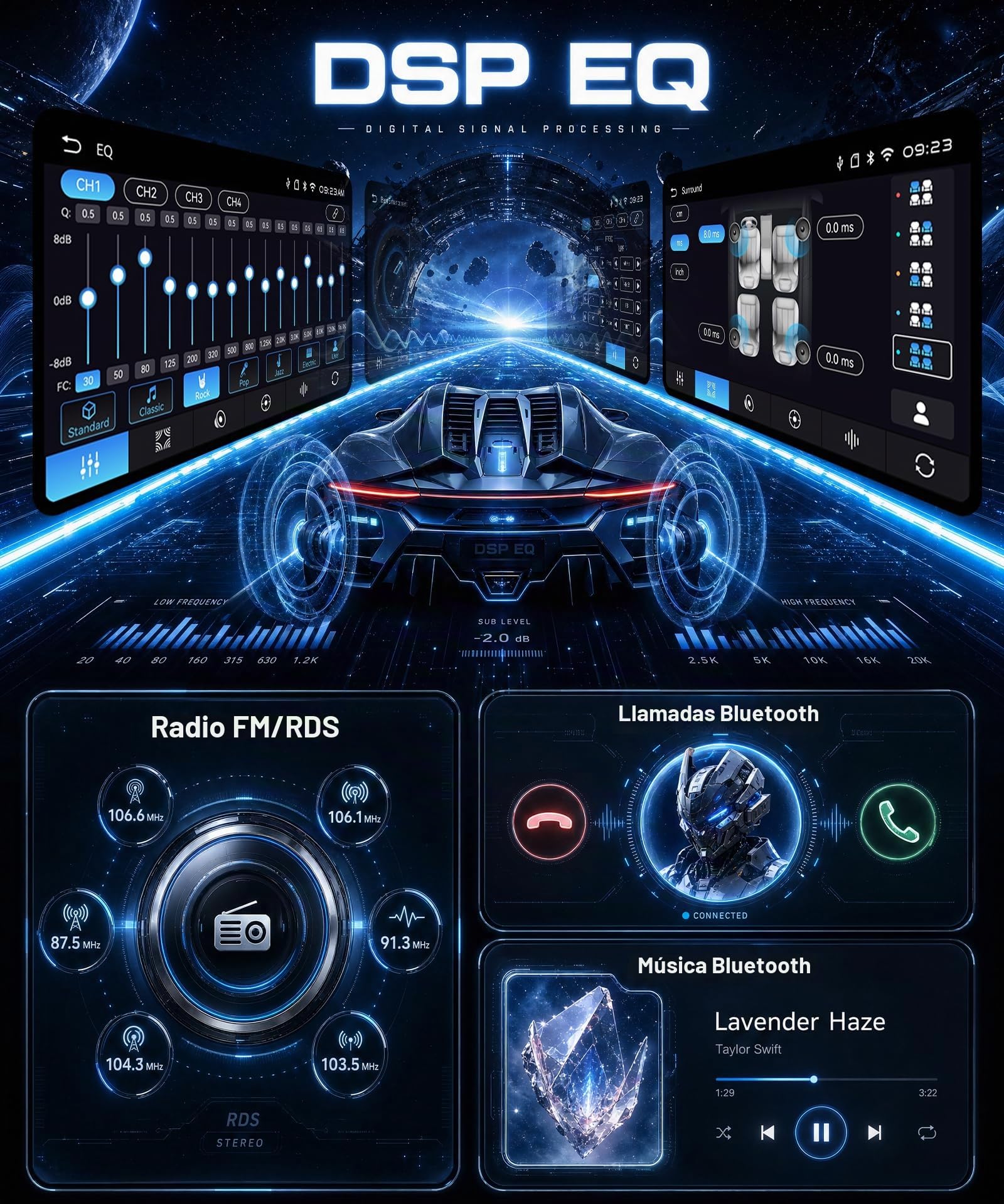 Rimoody Radio de Coche para Toyota Avensis T27 2008-2015 Inalámbrico Carplay Android Auto You-Tube Vi-Link Bluetooth FM/RDS DSP EQ, 9 Pulgadas Pantalla Táctil Radio Mirror Link USB SWC Cámara Trasera