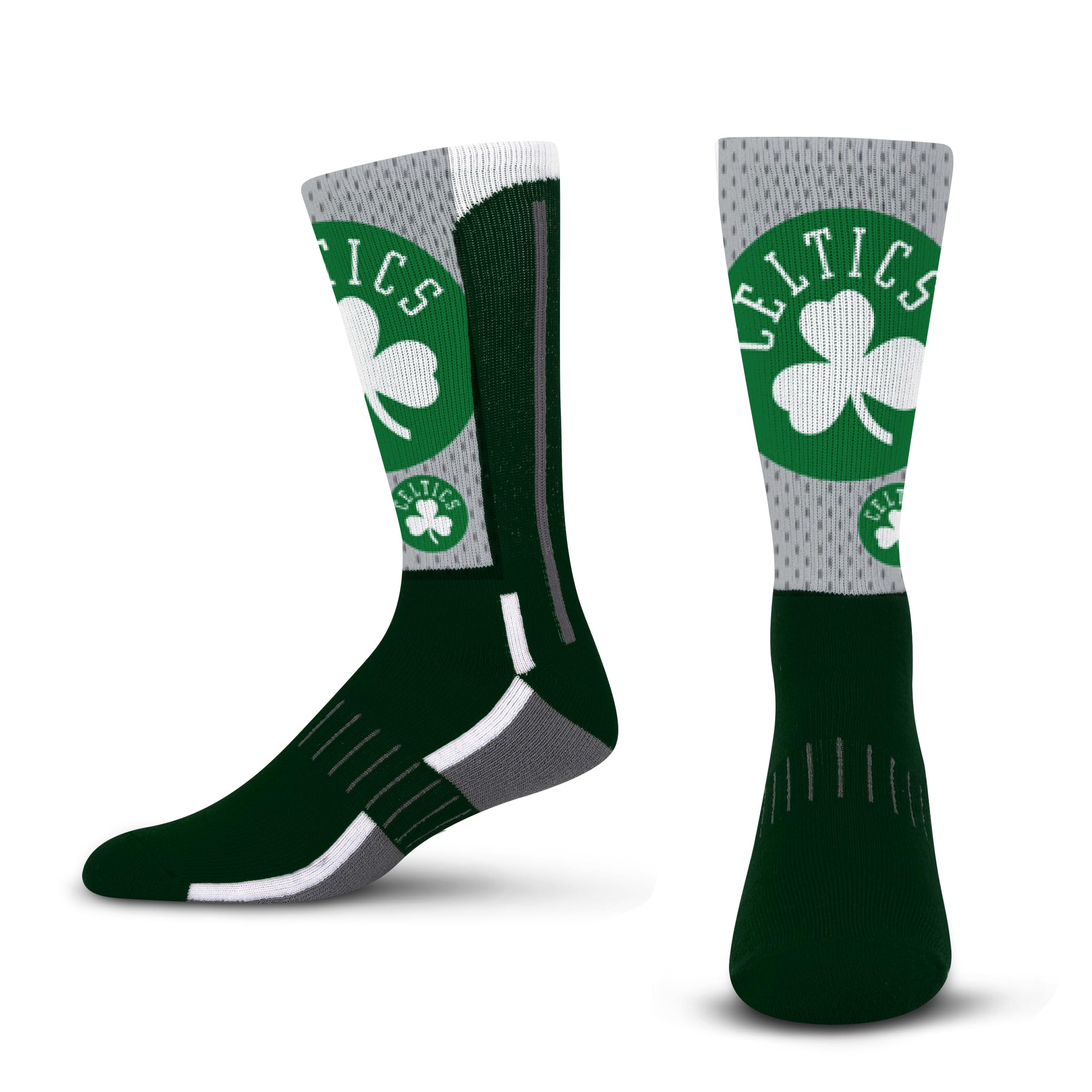 For Bare Feet NBA BOSTON CELTICS Logo Zoom Mesh Crew Sock Size Large