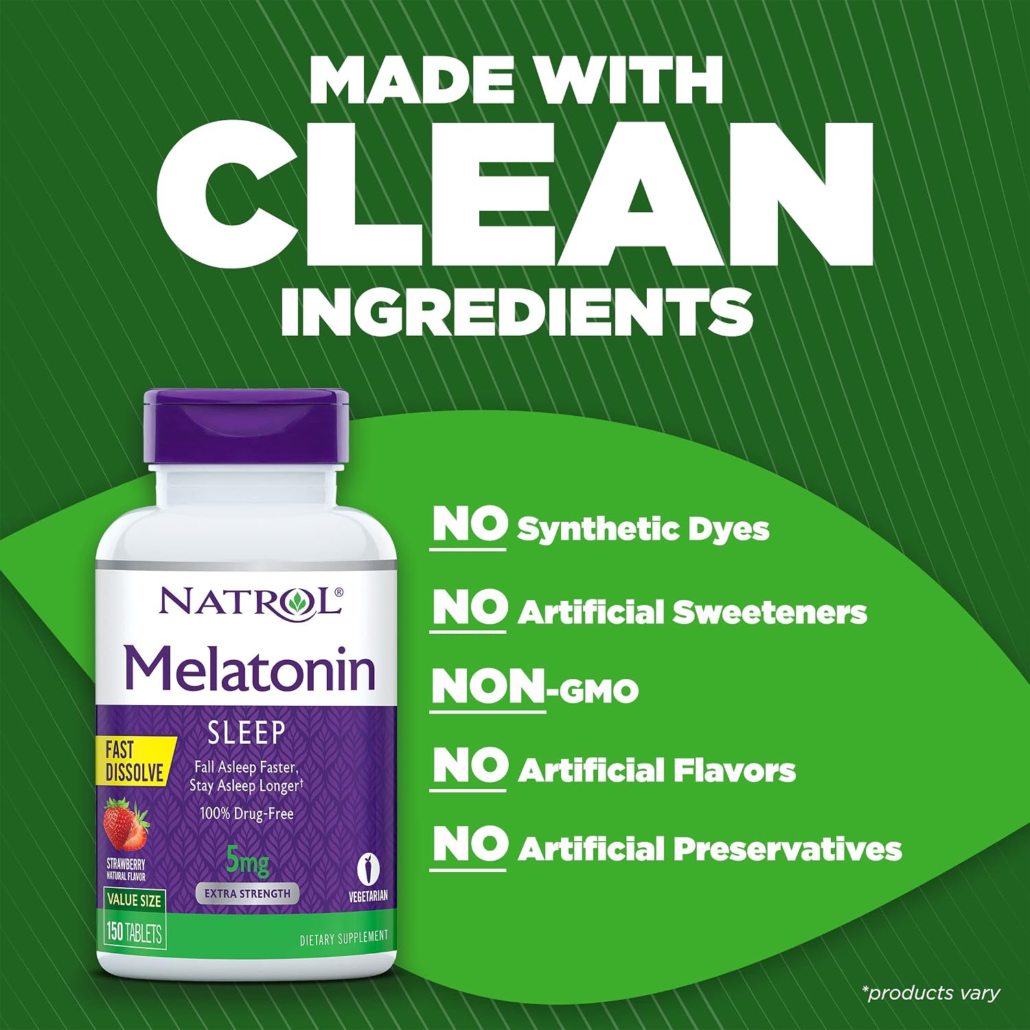 Natrol Melatonin Fast Dissolve Tablets, Helps You Fall Asleep Faster, Stay Asleep Longer, Easy to Take, Dissolves in Mouth, Strengthen Immune System, Strawberry Flavor