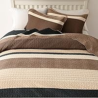 Vista 8 de Finlonte Colcha tamaño King, 100% algodón, colcha de gran tamaño King de tamaño King, color marrón carbón, beige, California King, acolchada, a