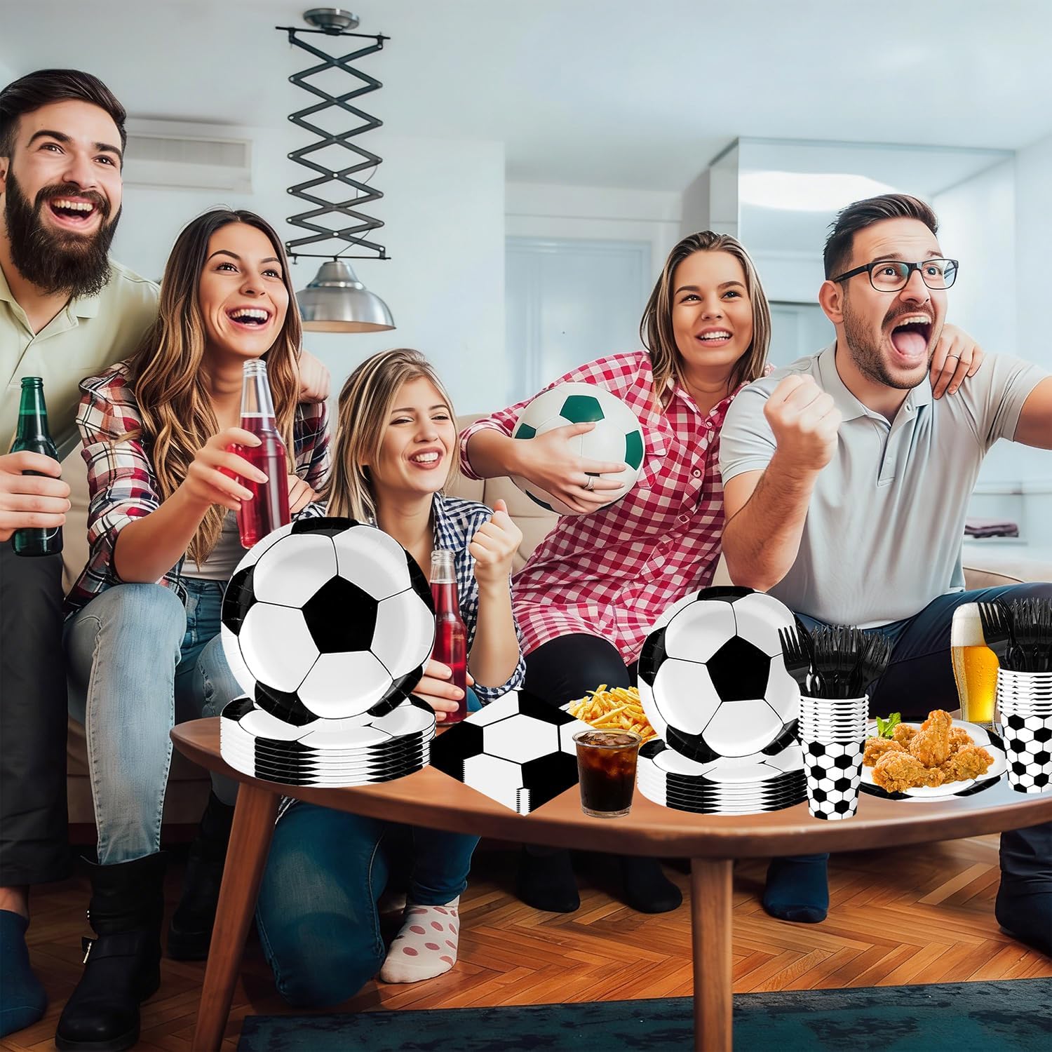 Soccer Party Decorations Soccer Birthday Party Supplies Set 120Pcs Soccer Plates and Napkins,Cups Forks for Game Day, Sports Theme Birthday party Decorations - Image 6