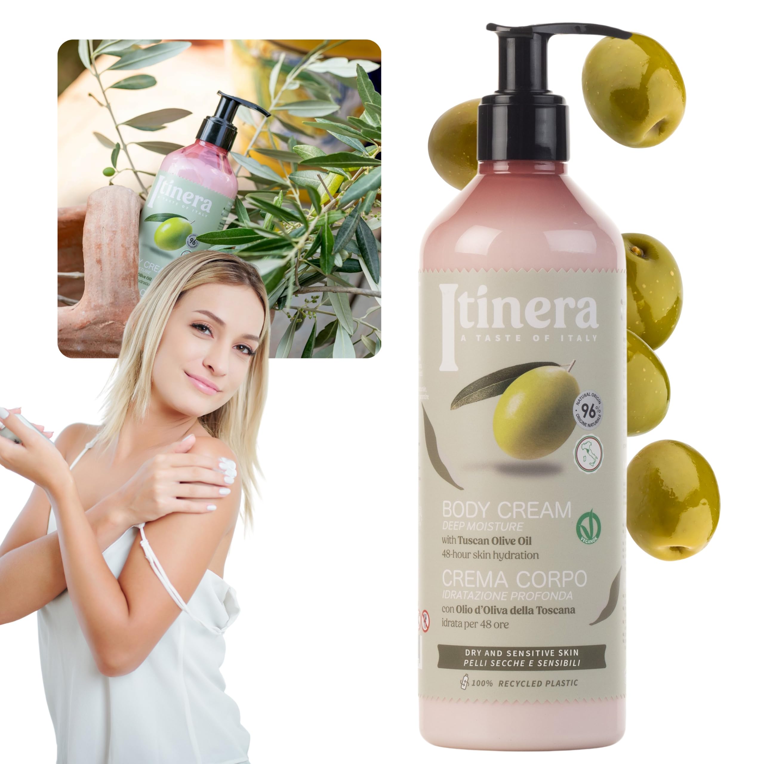 ITINERA Körperbalsam, 96–97% natürliche Inhaltsstoffe, vegan, 370 ml (6, Toskanisches Olivenöl)