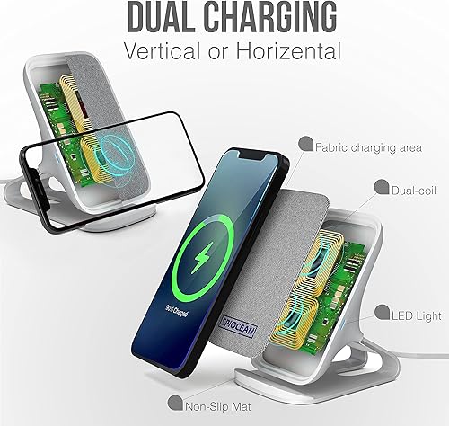 Miniatura 3 de Cargador inalámbrico rápido, soporte de carga inalámbrico de 10 W Max con certificación Qi compatible con iPhone 16/15/14/13/12/11 Max/Pro/Mini/SE,