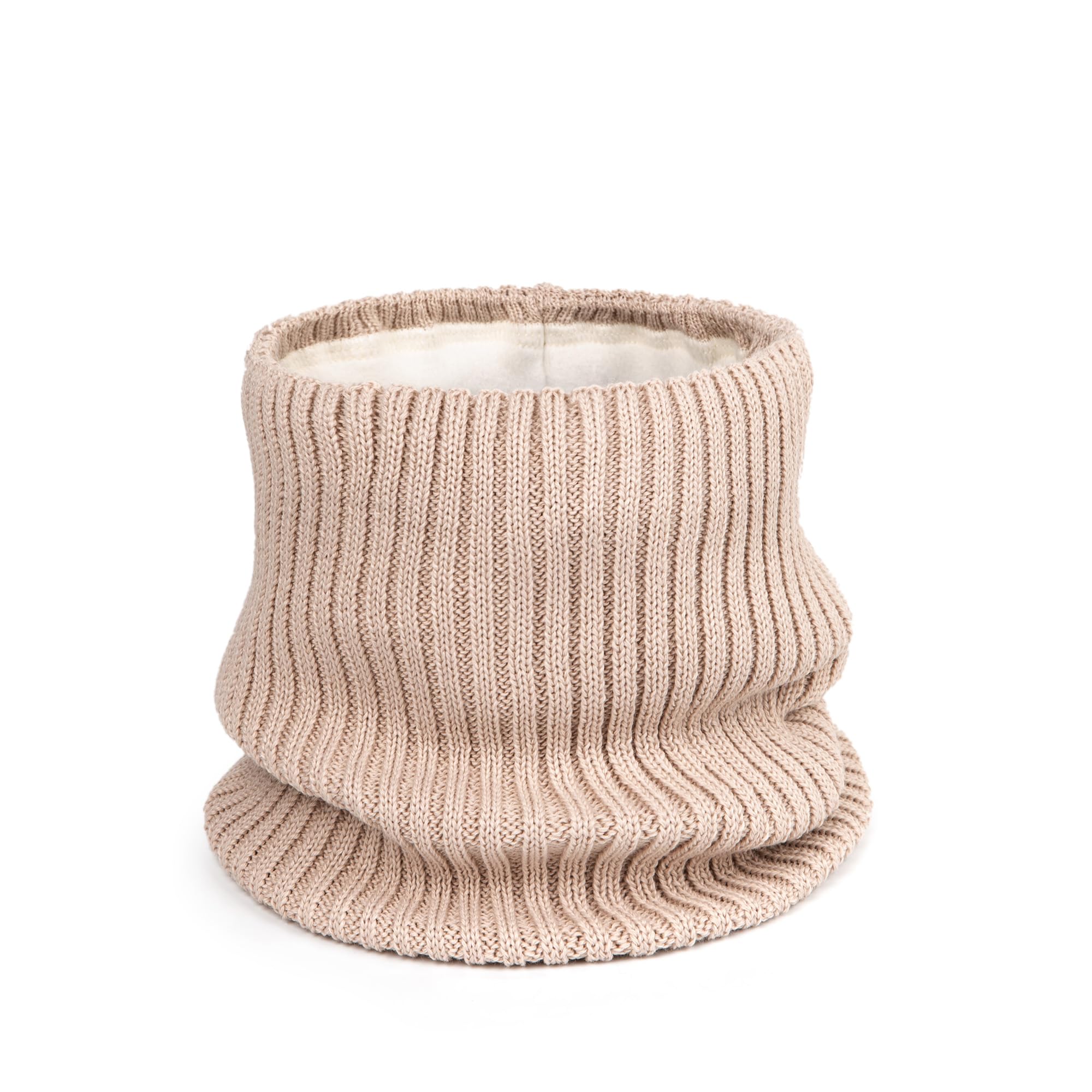 molti Kinder Winter Loop Schal mit Fleecefutter – gestrickter Schlauchschal & Halswärmer | warm, weich & hautfreundlich | Farben: Beige, Grau, Schwarz, Rosa | Unisex Jungen & Mädchen