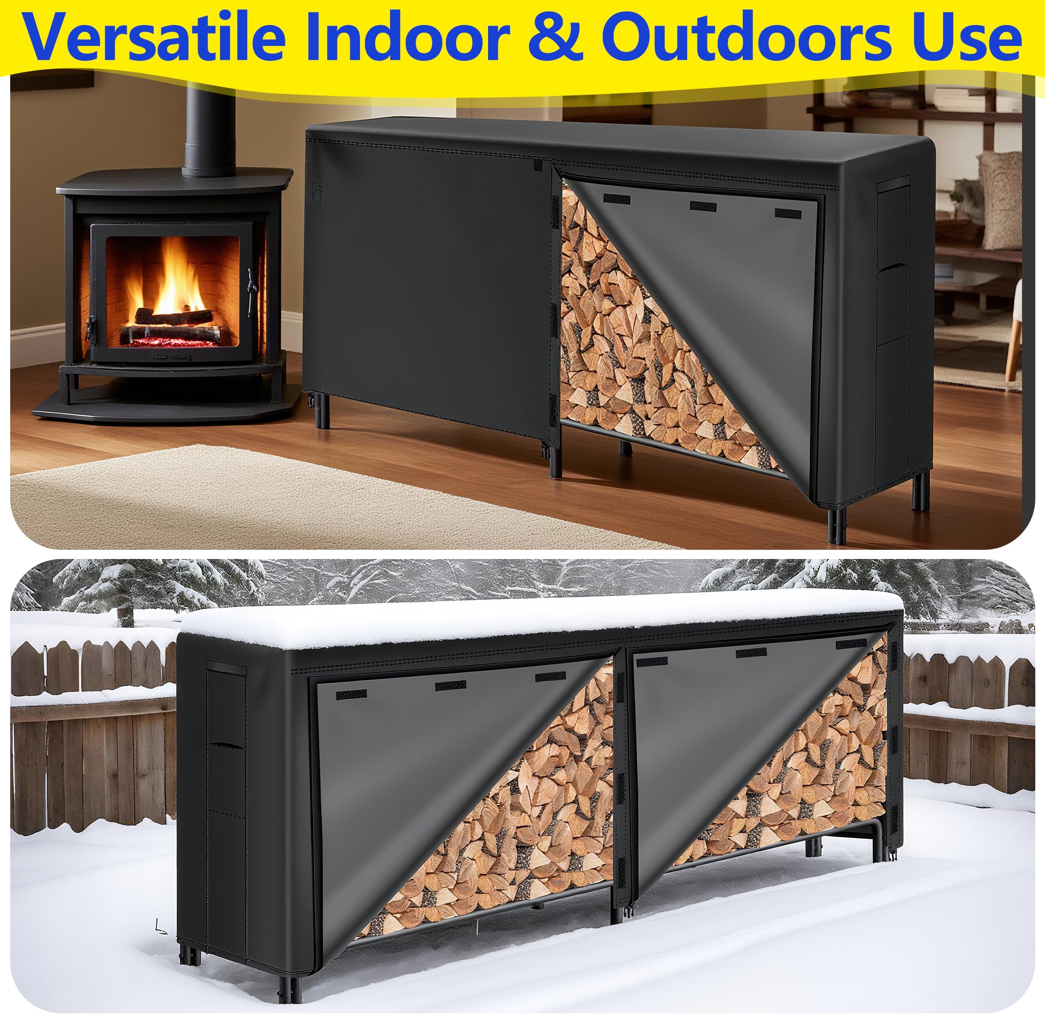 BAKAJI Vertikaler Holzständer Aus Metall – Modernes Regal Für Kaminholz Im Innen- & Außenbereich (100x100x25 Cm)