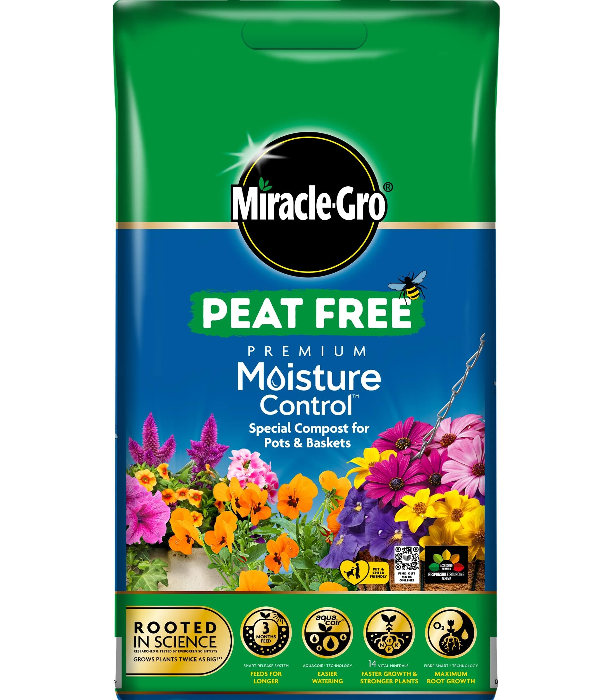 20L Miracle Gro Moisture Control Compost, Peat Free Multi-Purpose Fertilisers, Gardening Soils for Outdoor and Indoor Planting, Small to Large Plants