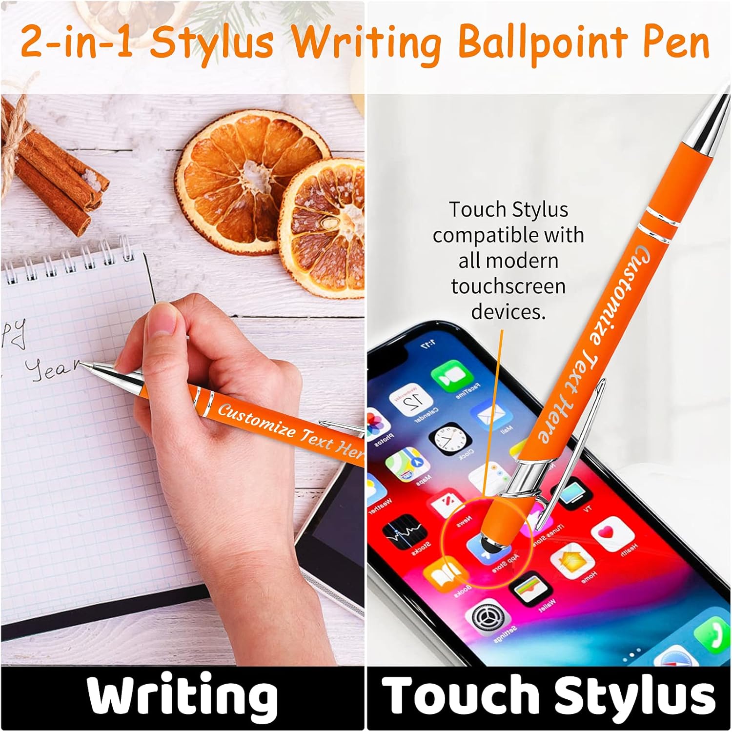 YanNanKe 96 PCS Custom Pens Personalized Bulk, Customized Engraving Ballpoint Pens with Stylus Name or Text, Ideal Anniversary, Birthday or Graduation Gift(Medium Point,Black Ink)
