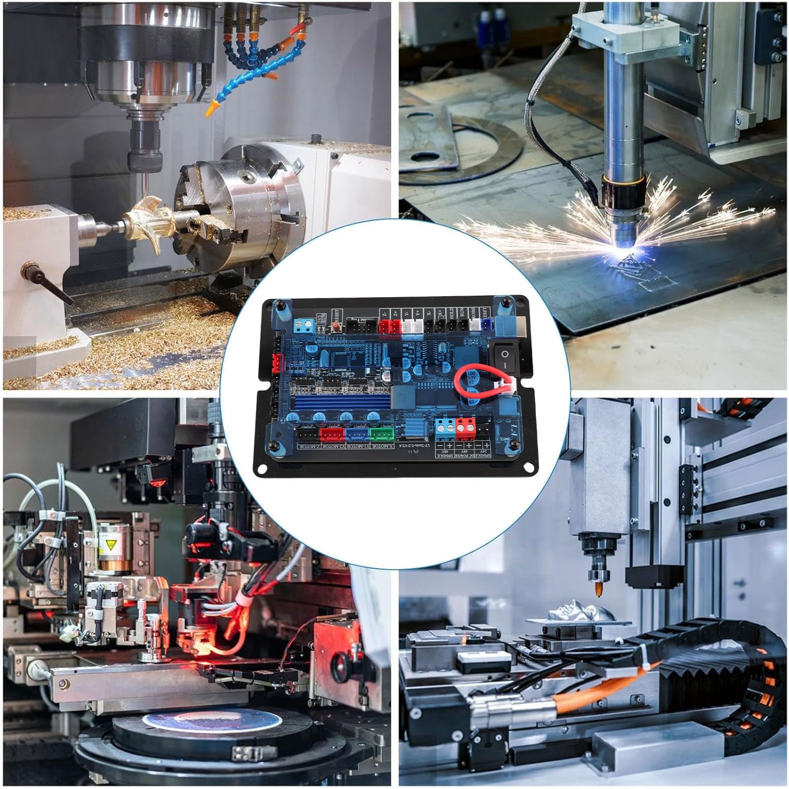 RepiceFinem Carte de Contrôleur GRBL 3 Axes 32 Bits pour Moteur Pas à Pas Contrôle Précis du Mouvement pour Machines de Gravure du Bois et Routeurs CNC avec Support Hors Ligne Compatibilité Polyvale