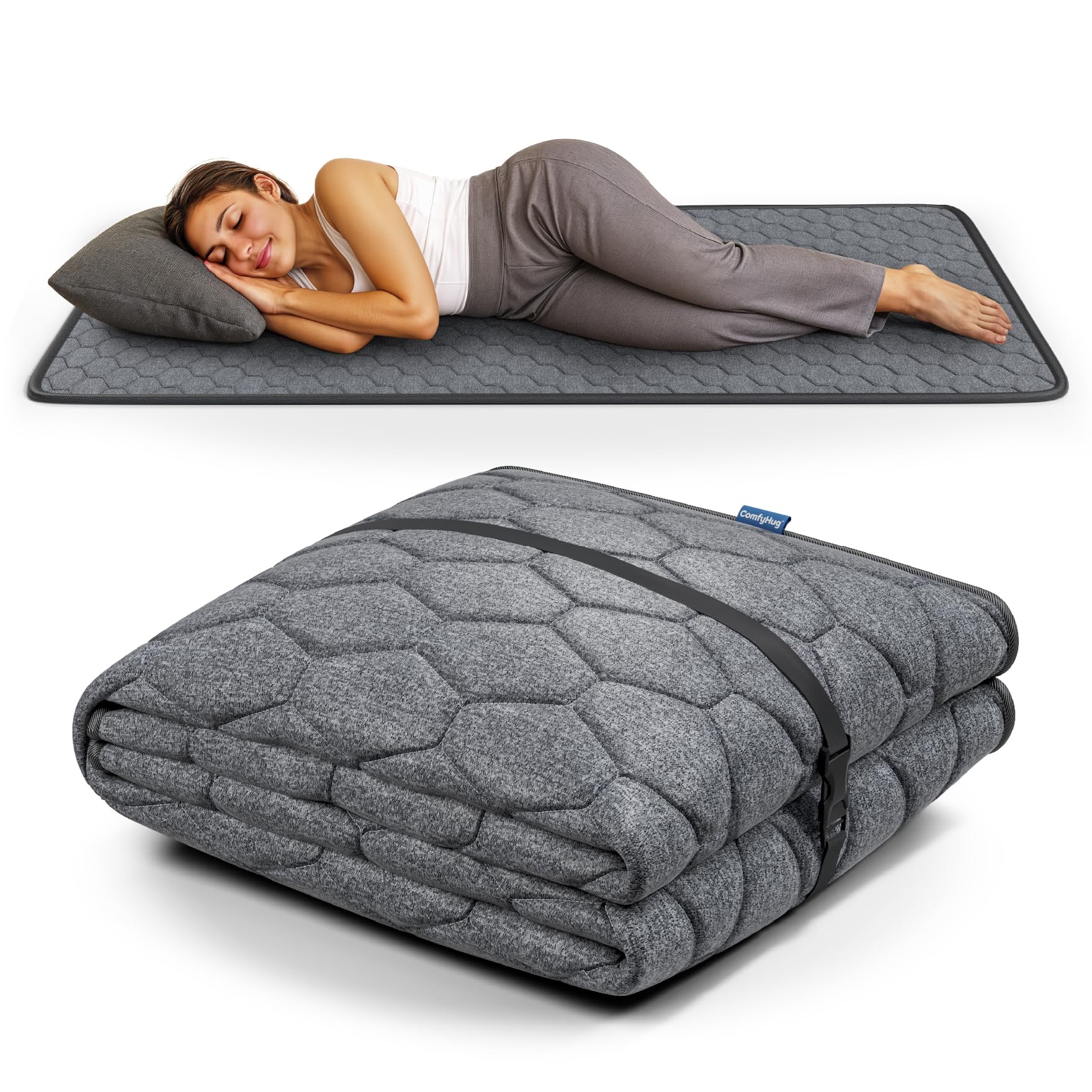 ComfyHug Premium Foldable Mattress for Floor – Lightweight Cotton Foam Mattress for Home, Guests & Camping | Portable, Slim & Easy to Store Travel Bedding (78 x 36 x 1 Inch, Grey)-image-28