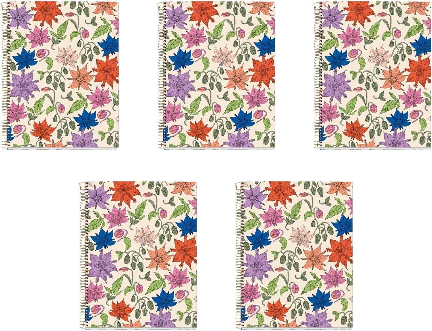 Miquel Rius M Fashion 4 Subject Spiral Notebooks, Pack of 5