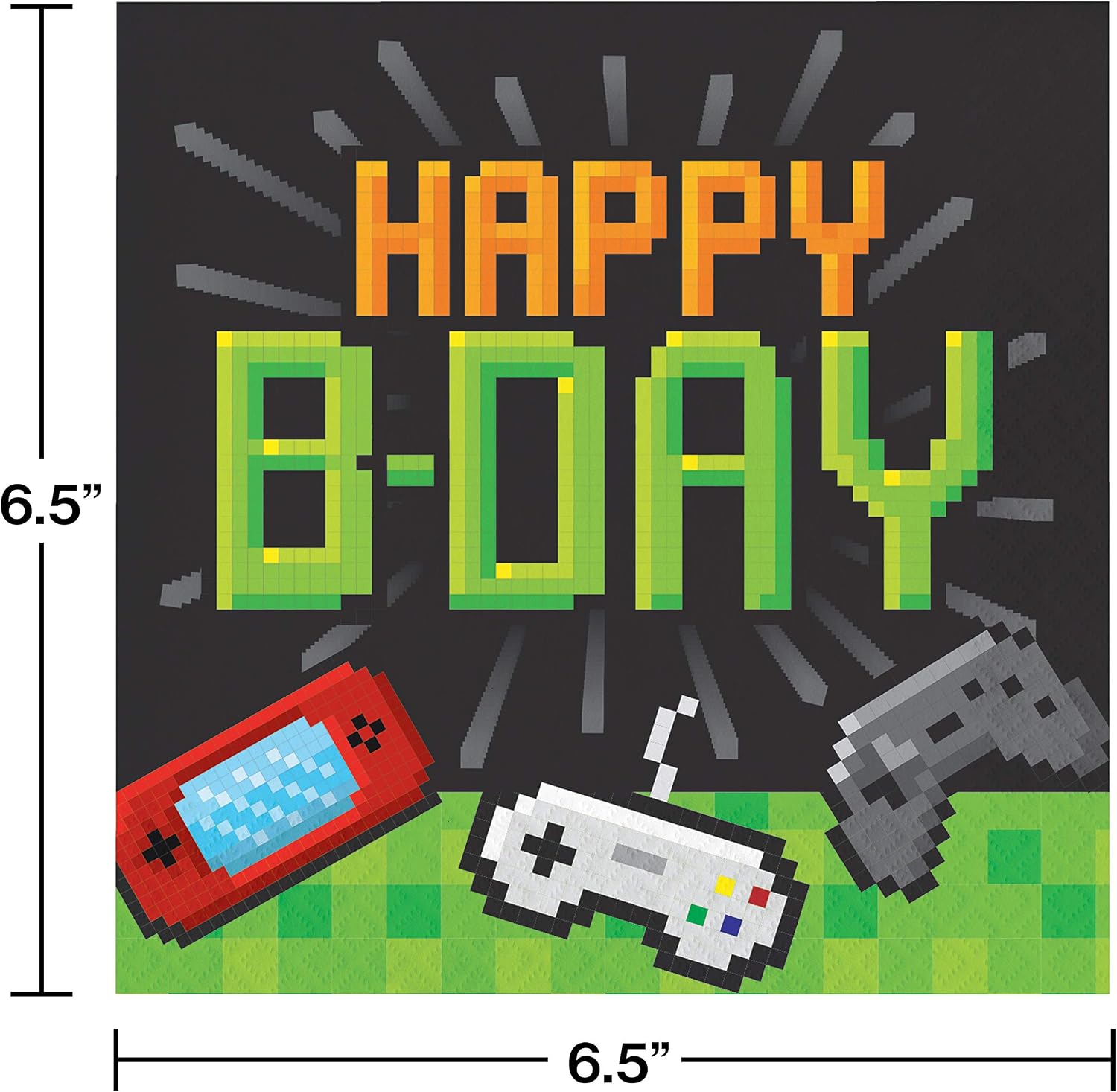 Creative Converting Video Game Party Napkins, 6.5", Multicolor