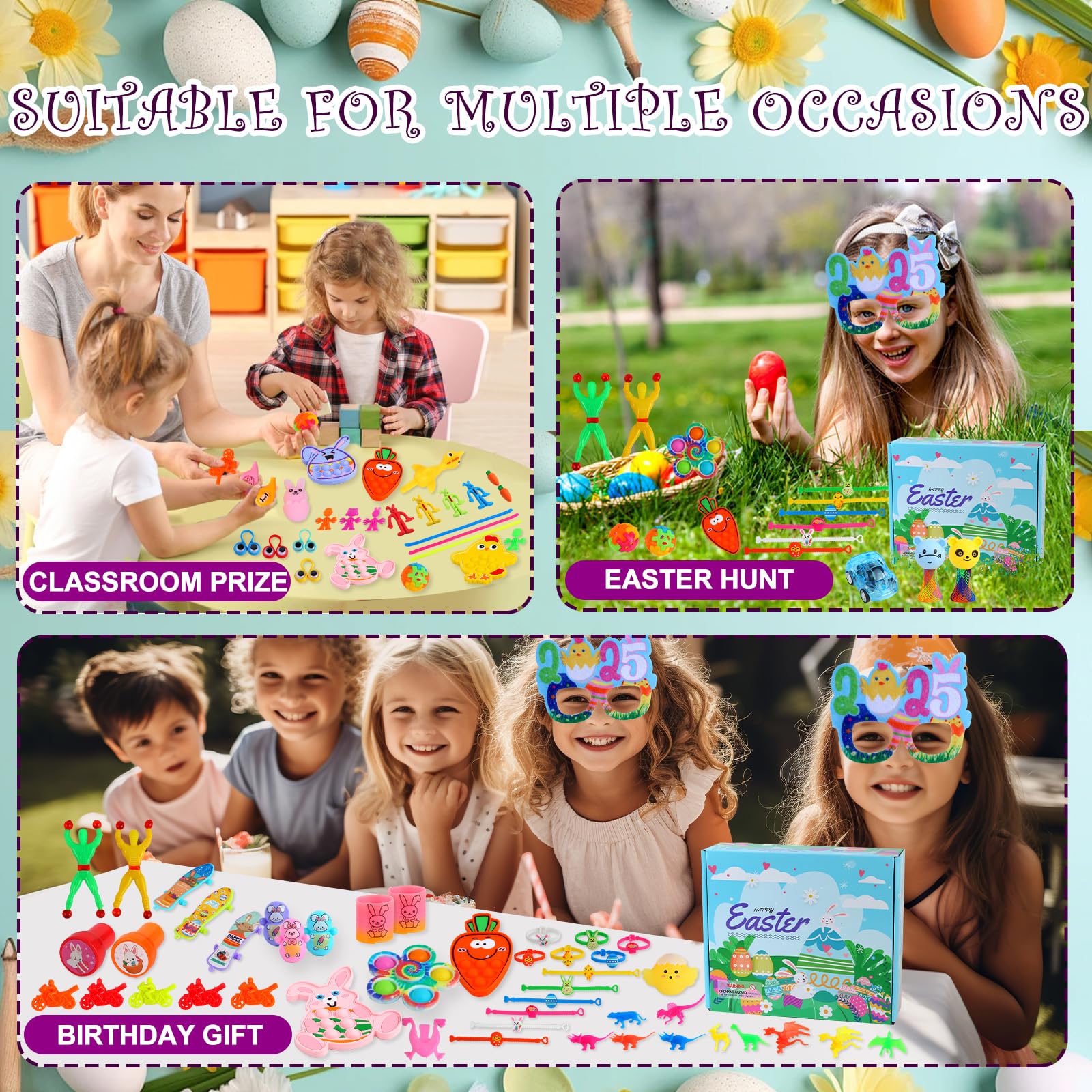 600 Pcs Easter Basket Stuffers for Kids Party Favors,Easter Fillers,Fidget Toys,Bulk Easter Toys,Stocking Stuffers Birthday Gifts,Carnival Treasure Classroom Prizes Box,Pinata Fillers,Easter Egg Hunt