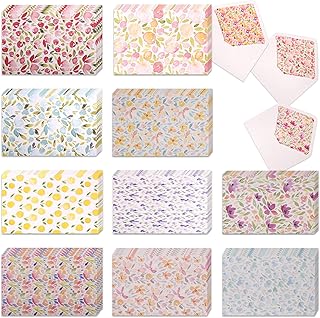 100 Plain Floral Blank Cards, 4 x 6 in Assorted Artistic Watercolor All Occasion Greeting Cards, Bulk Boxed Set of Pretty Flower Stationary Notecards w/Envelopes & Stickers