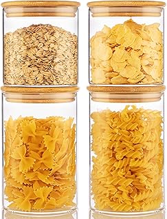 12 Kitchen Decor Accessory Ideas for a Styled Finish 2 32oz & 21oz - 4 Pack Glass Jars with Bamboo Lids, Glass Pantry Storage C...