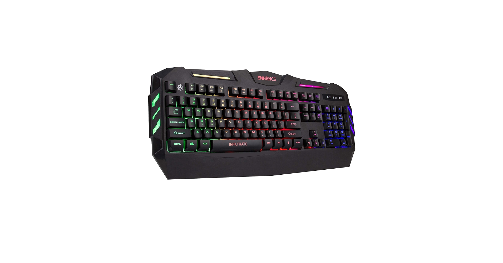 ENHANCE ハイブリッドメカニカルゲーミングキーボード[US配列] ENHANCE Infiltrate Membrane Keyboard ゲーム用 Black・黒 7色LED・9つの照明効 mxn26g8 ENHANCE Infiltrate Full size Wired Membrane Hybrid