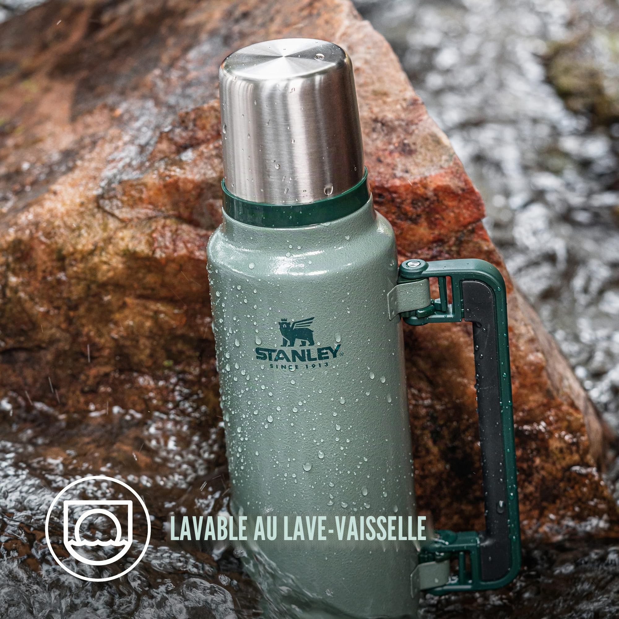 Stanley 1913 Classic Legendary Thermos 1.4L - Matt Black | Maintient la Température 40h (Chaud/Froid) - Bouteille Isotherme - Sans BPA - Gourde Isotherme en Acier Inoxydable