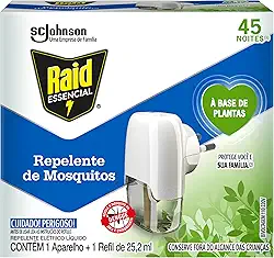 Raid Essencial Repelente Eletrico Líquido À Base de Plantas, 1 Aparelho e 1 Refil de 25,2ml