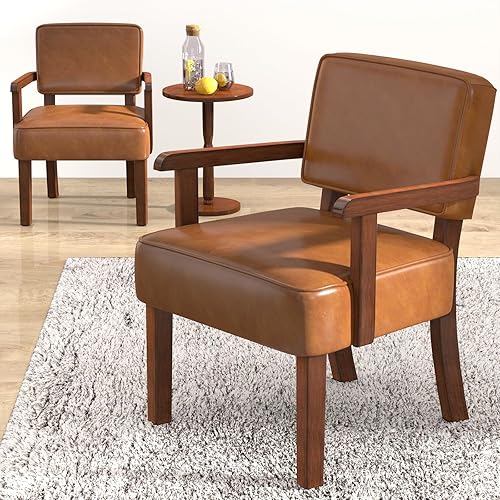 Miniatura 155 de Juego de 2 sillas decorativas con mesa, sillas de sala de estar con asiento suave y reposabrazos para sala de estar, dormitorio, sala de lectura,