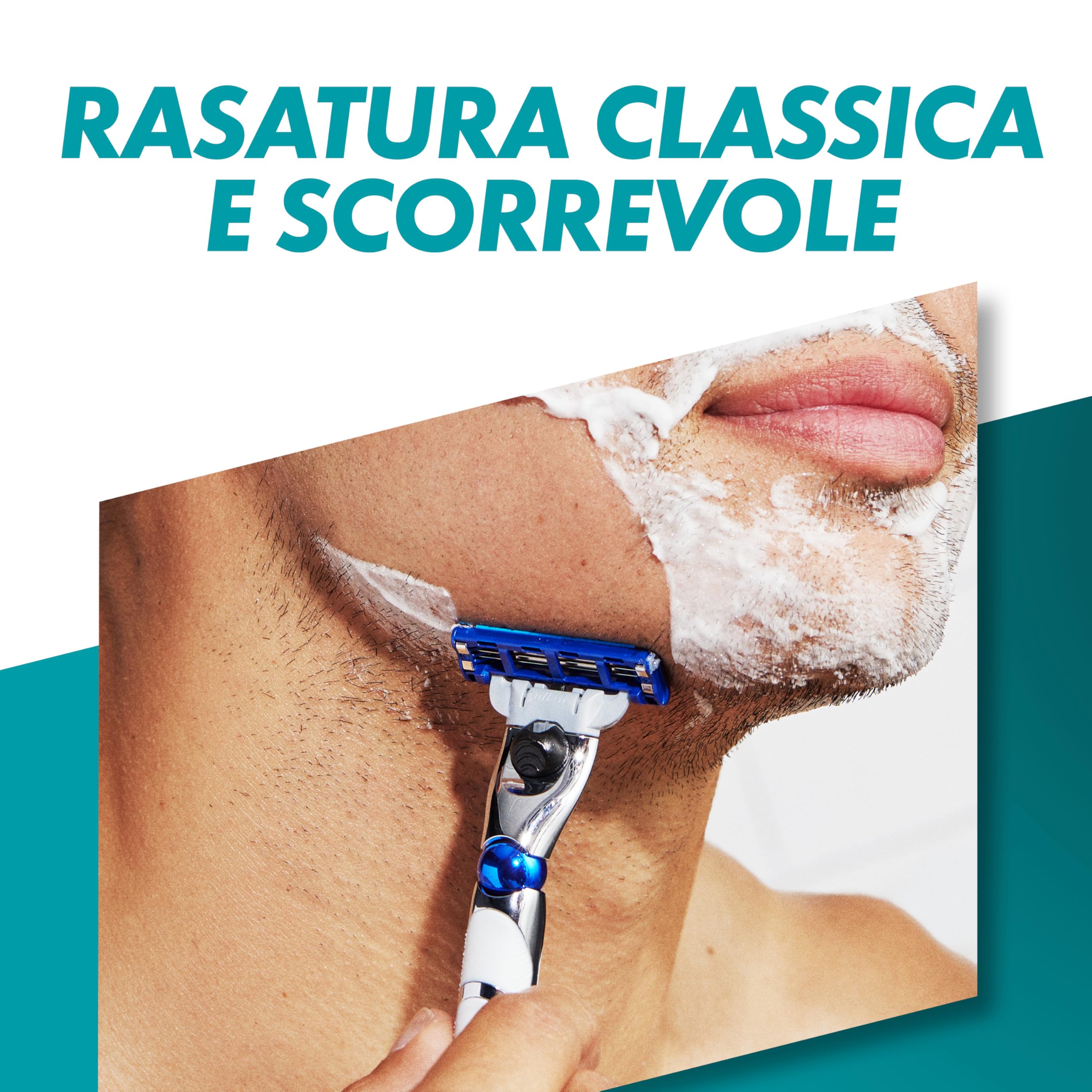 Gillette Mach3 Turbo Regolabarba Uomo, Lame Rasoio a Mano Libera, 1 Manico e 10 Lamette da Barba da 3 Lame, Facile Risciacquo, con Gel Lubrificante, Fino a 15 Rasature con 1 Testina