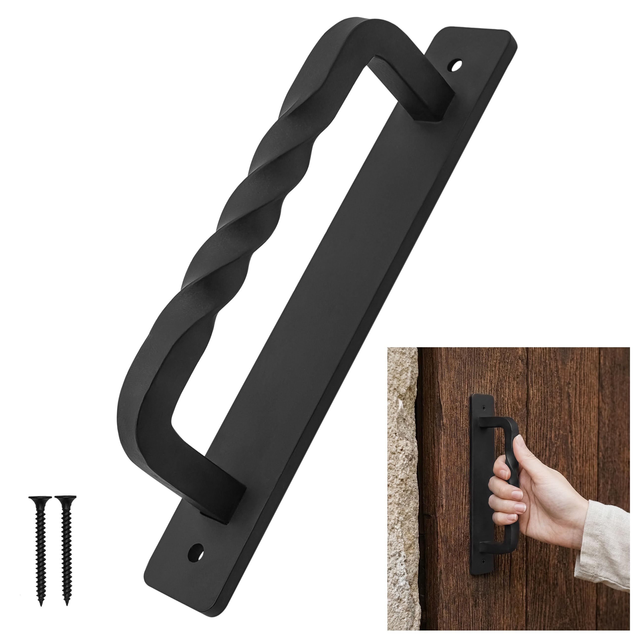 SaKeGa 6.1 Inch Door Pull Handle Rustic Sliding Barn Door Gate Pull Handles Vintage Fence Cabinet Handles for Interior, Outdoor, Garage - Black