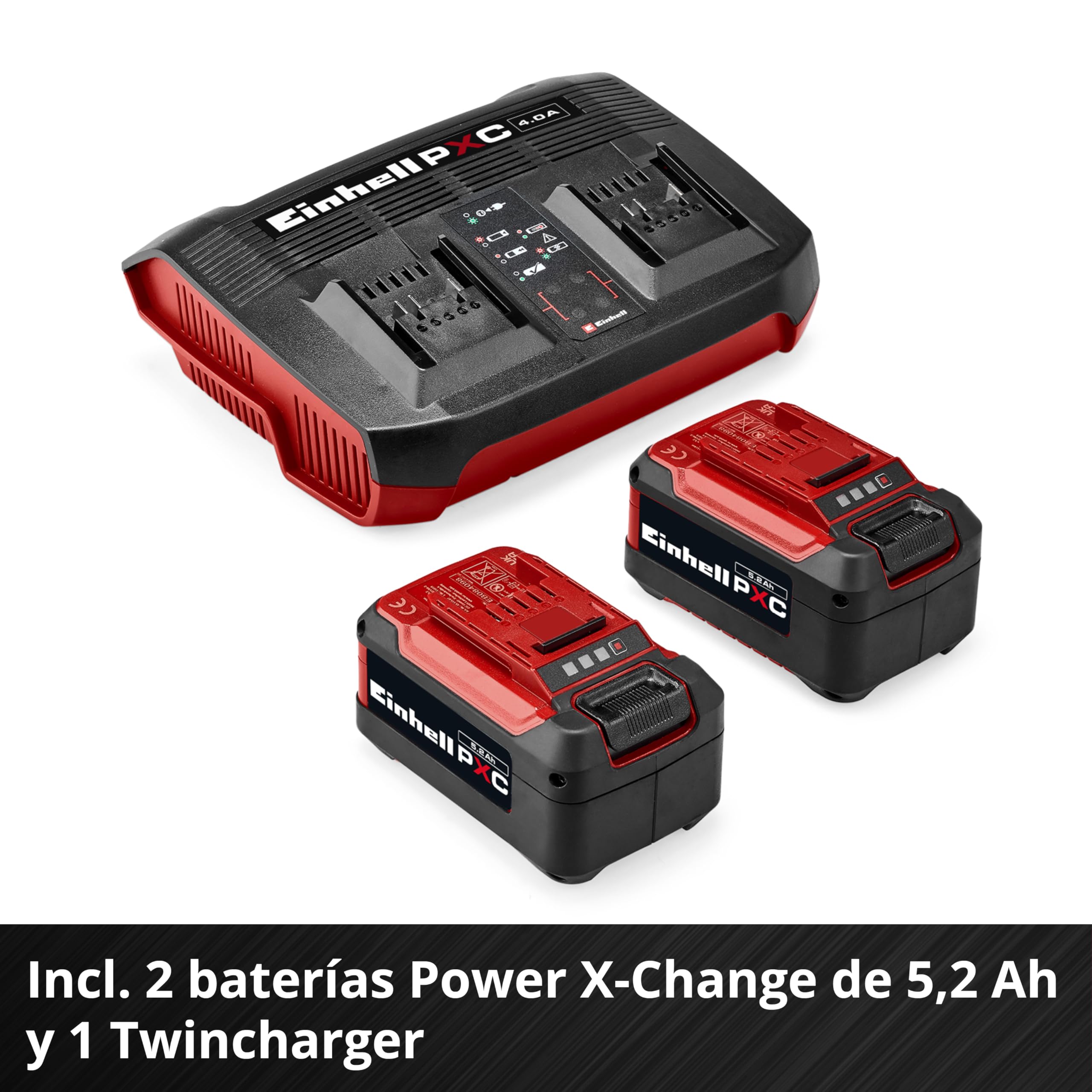 Einhell cortacésped con batería GC-CM 36/51 S Li BL (2x5,2Ah) Power X-Change (36 V, 51 cm de Ancho de Corte, hasta 750 m², Brushless, Cesta colectora 50 L, Incl. 2 baterías 5,2 Ah + Twincharger)
