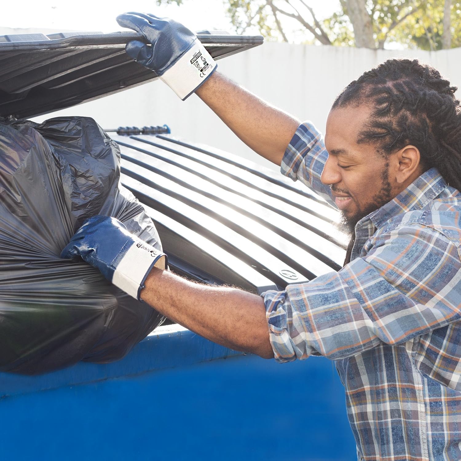 JORESTECH Safety Work Gloves, Blue Cotton Jersey with Full Nitrile Coating, EN 388 4111X, Chemical-Resistant, Heavy Duty
