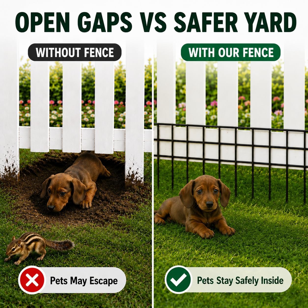 Animal Barrier Fence 42.5ft(L)x13in(H), 30 Panels No Dig Garden Fence