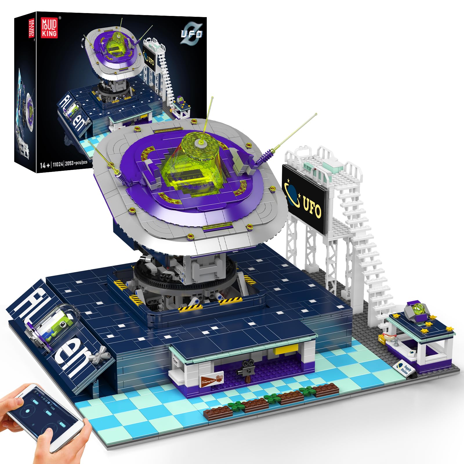 Mould King 11024 Technik Alien Building Block Model Set, 2053 Pieces Remote-Controlled Sci-Fi Set with App Control and Rotating Feature, Toy Collectors for Adult/Kids 14+