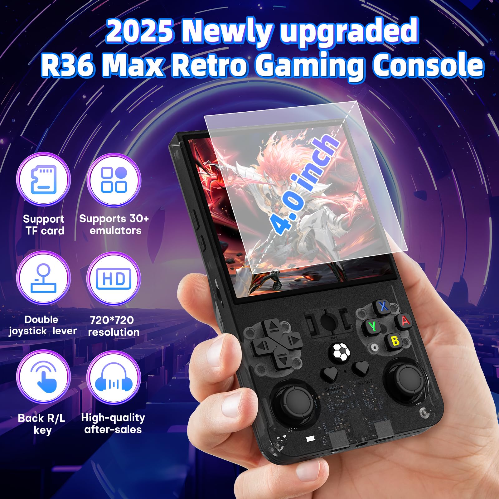 R36 Max - Consola de juegos de mano retro, consola de videojuegos con 64G integrada de 18.000 R36 Max - Consola de juegos de mano retro, consola de videojuegos con 64G integrada de 18.000