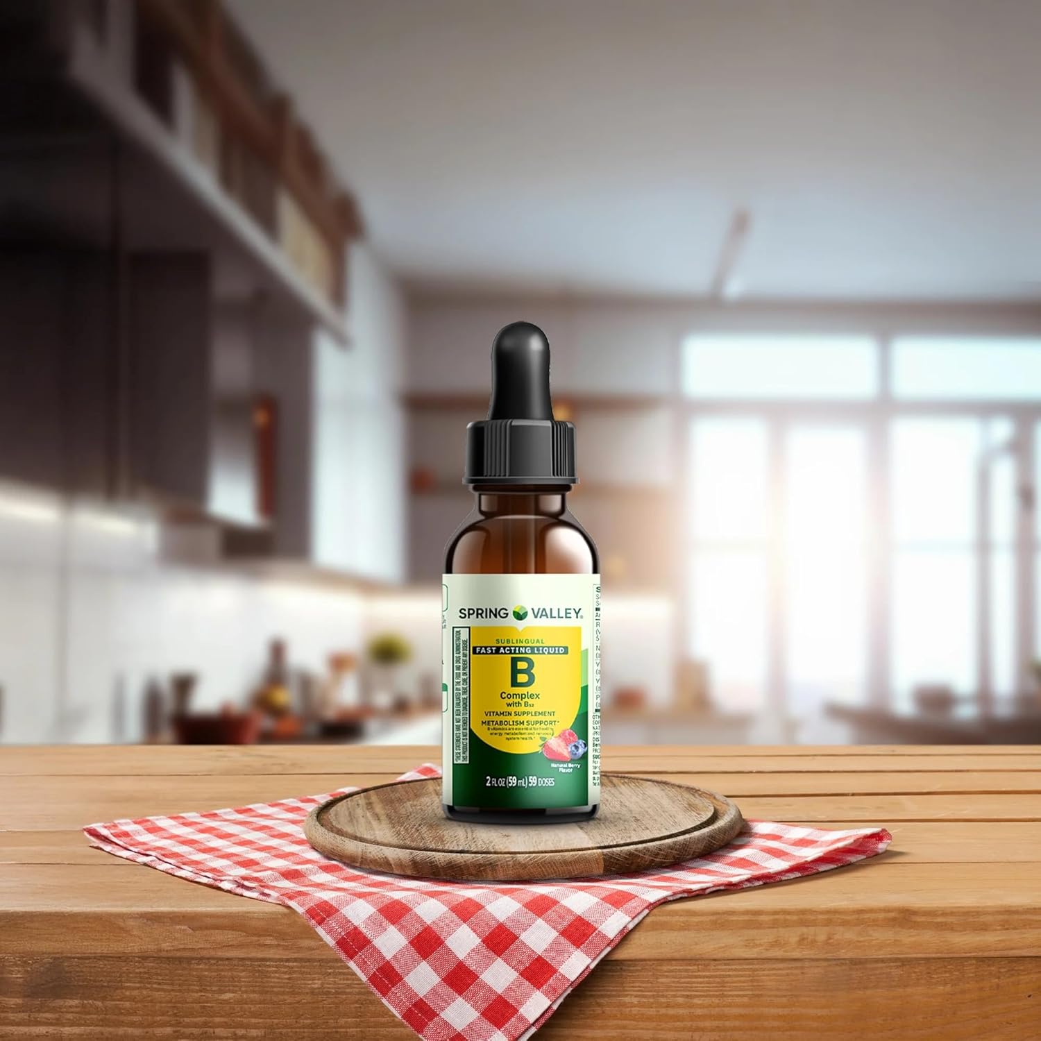 SUREFECT Spring Valley Fast-Acting Liquid B-Complex with B12 - Sublingual Berry Flavor - Metabolism & Energy Support - 2 fl oz (59 Doses) Organizer.