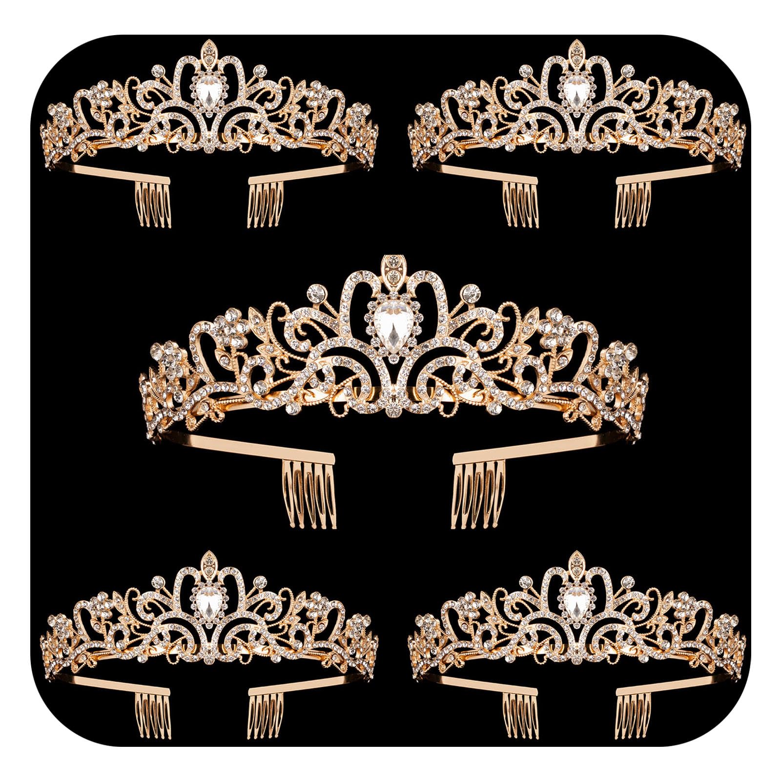 Crystal Tiara Crowns For Women Girls Princess Elegant Crown with Combs Women's Headbands Bridal Wedding Prom Birthday Party