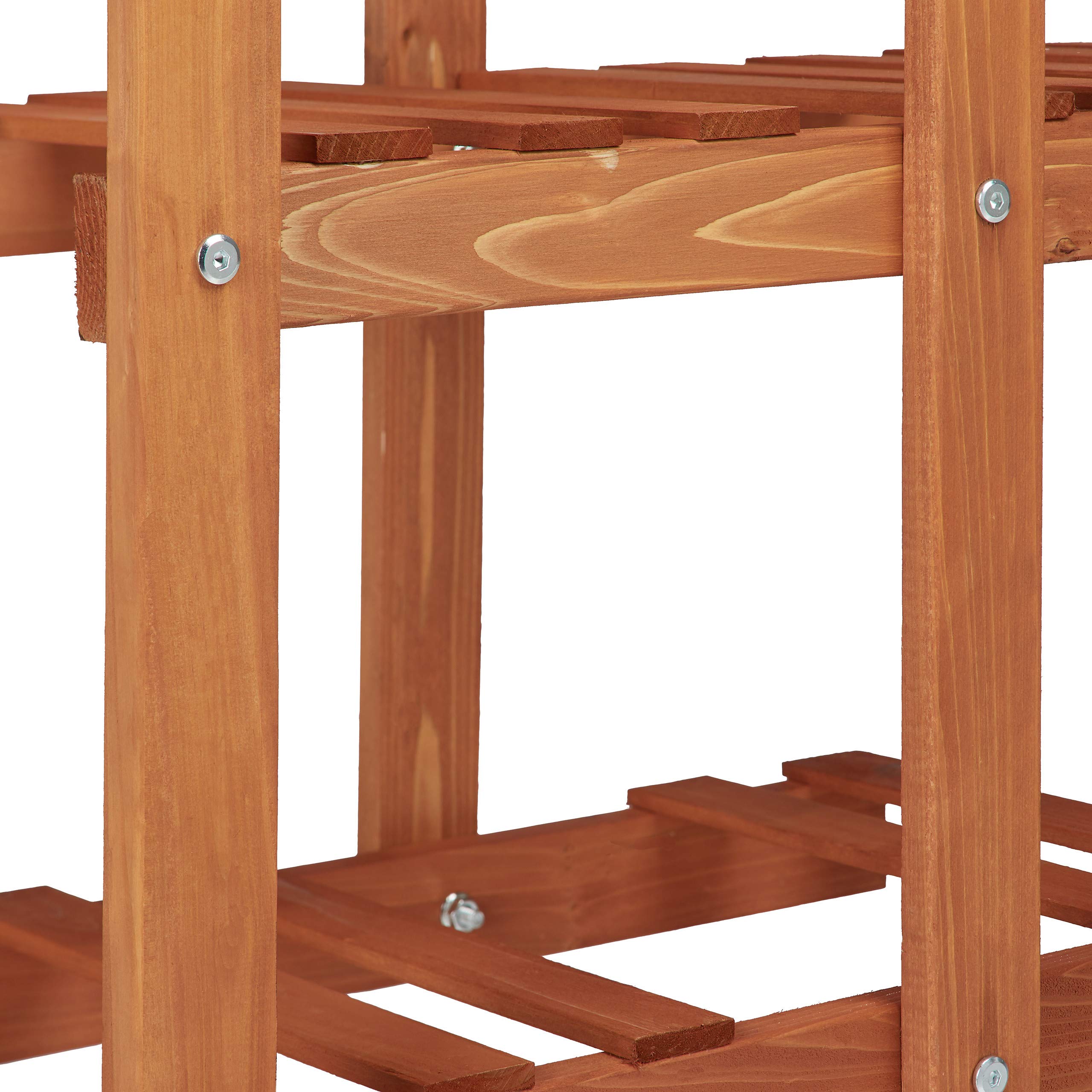 Étagère à Fleurs En Bois Escalier 5 Niveaux - 125x81x25 Cm - Marron Clair - Charge 15 Kg/étage