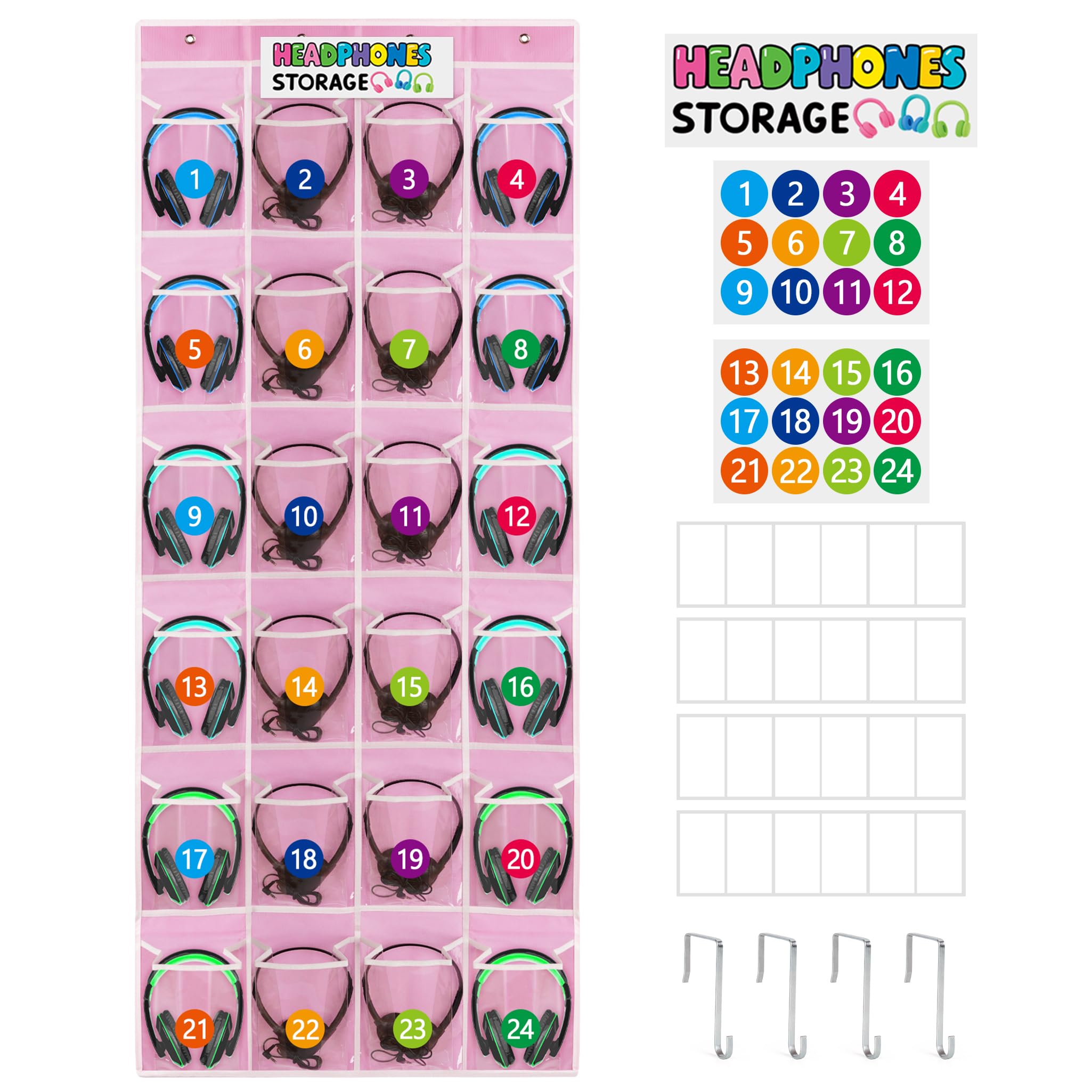 Loghot Organizer per cuffie con 24 tasche, organizer per cuffie da