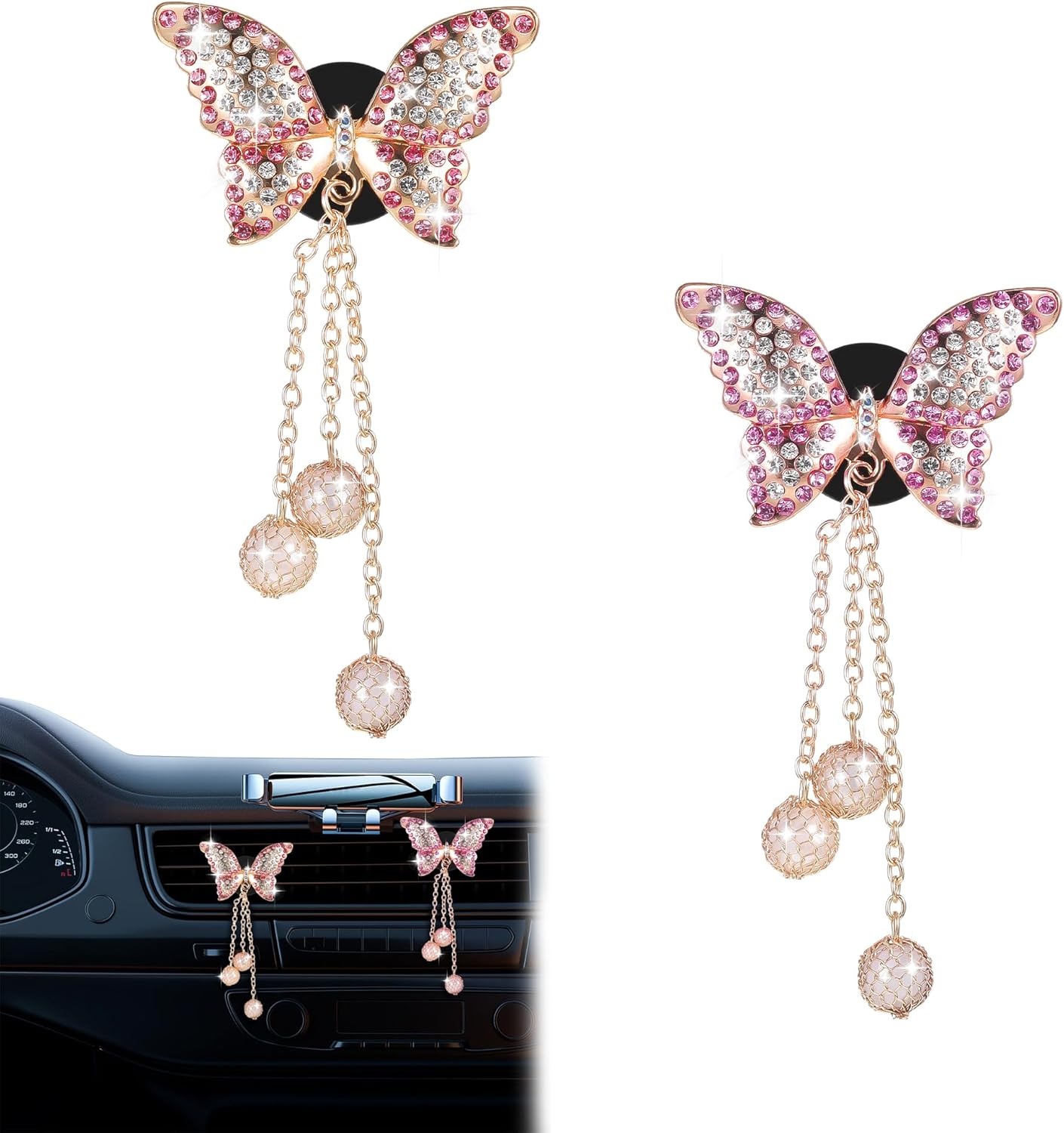 2Pcs Butterfly Car Fragrance, Car Air Vent Clip Charms, Car Air