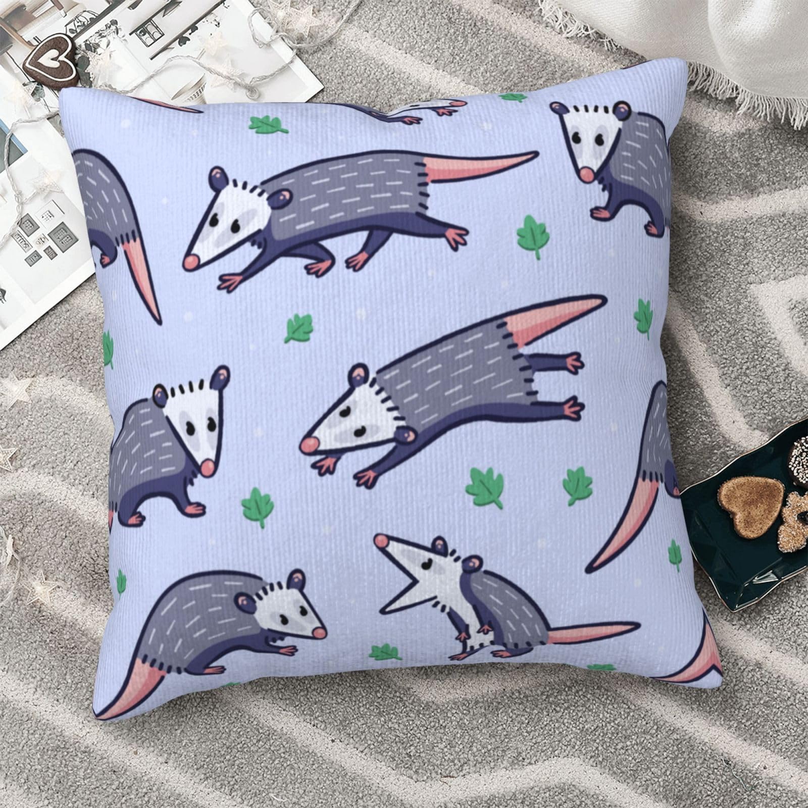Taies d'oreiller carrées pour une ambiance chaleureuse Opossum velours côtelé