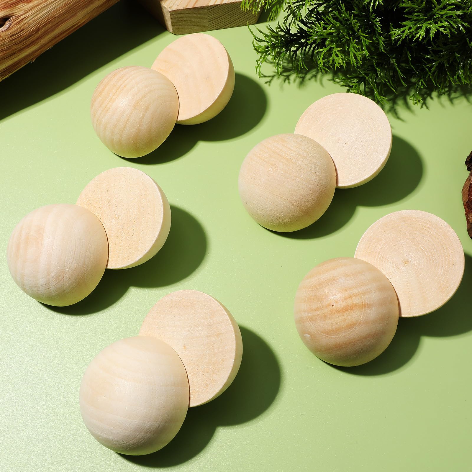 Zerodeko 40 Piezas Medias Bolas de Madera sin Terminar 5 Cm para Decoración y Manualidades en Proyectos Creativos Versátiles