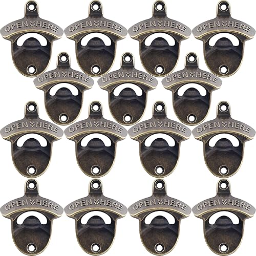 Miniatura 32 de abridor de botellas de cerveza de bronce antiguo, montaje en pared, estilo antiguo, abridor de tapas de botellas, montado en poste, acero inoxidable