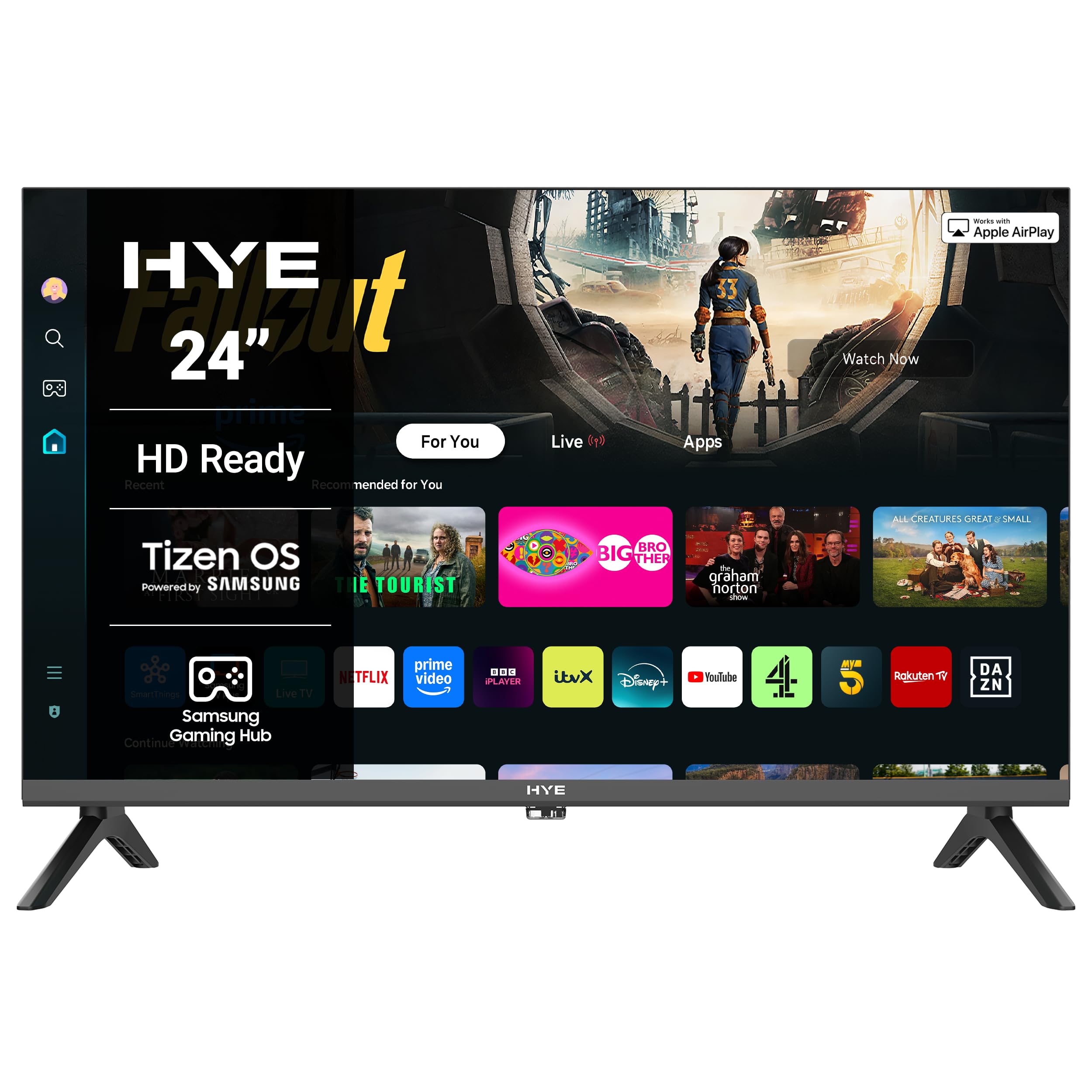 24" LED Smart TV - HD Ready, Samsung Tizen OS & Gaming Hub, Black